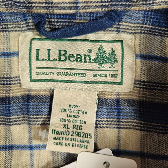 L L Bean Flannel Lined Hurricane Shirt Men's XL Mariner Blue Shacket Warm Jacket - Picture 6 of 9